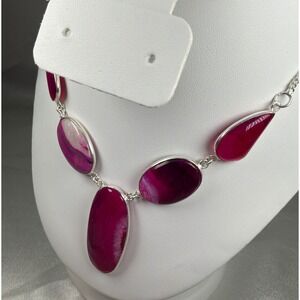 Hot‎ Pink Agate Statement Necklace